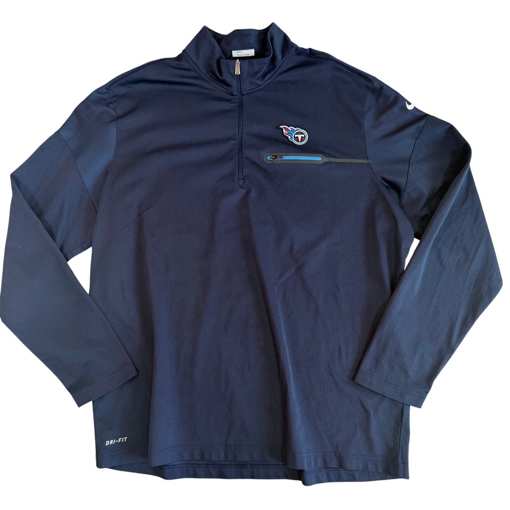 Nike Tennessee Titans NFL Onfield Dri-FIT Quarter Zip Pullover Navy Mens XXL